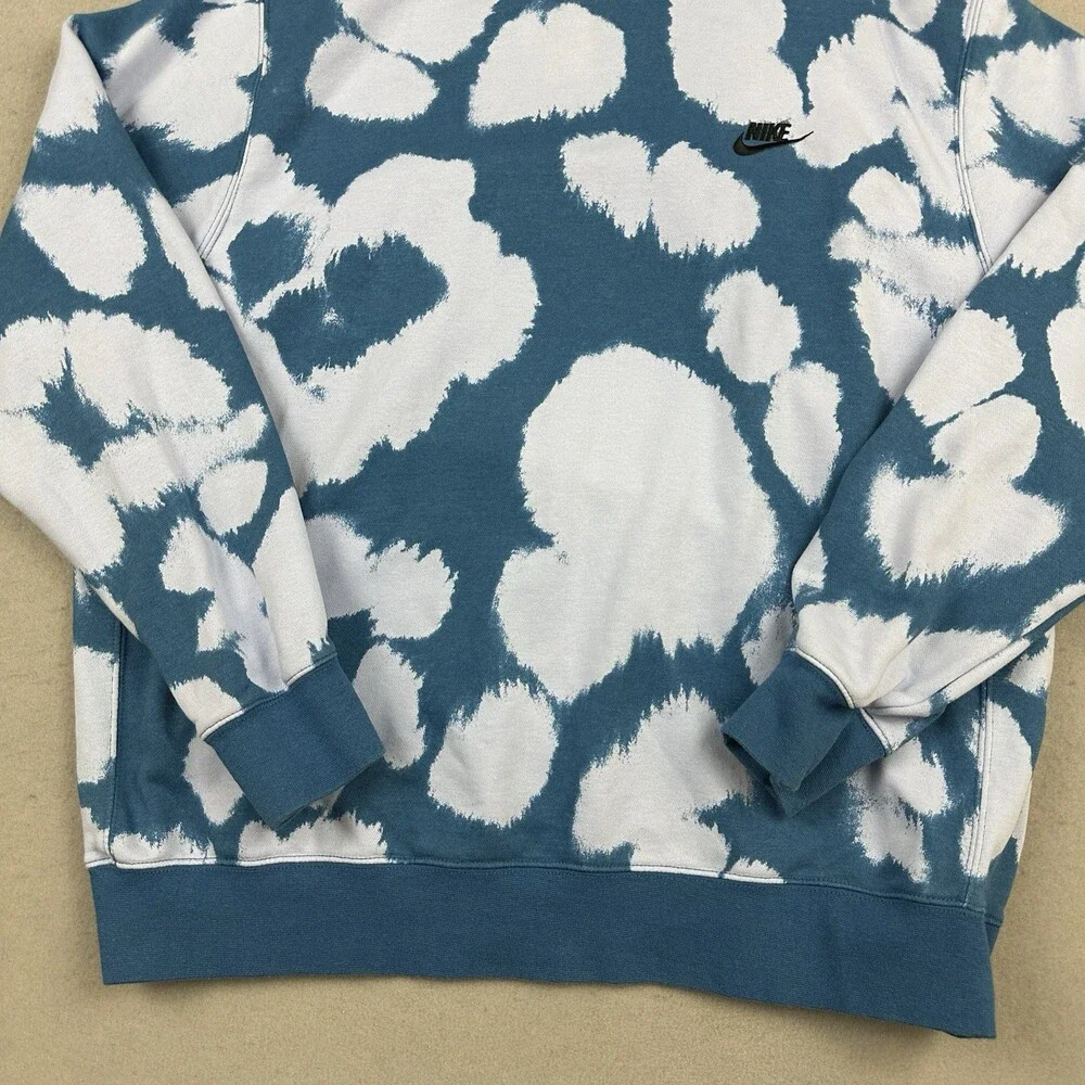 Nike Sweatshirt Men Extra Large Blue Abstract Cloud Crewneck Pullover Swoosh XL